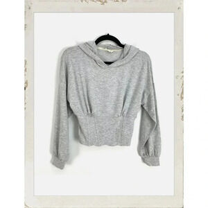 ✨BOGO FREE✨ Meraki | Grey Crop Yoga Sweatshirt Top Hooded Small Sweater